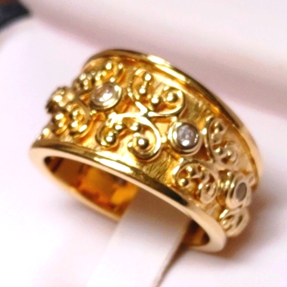 Gold Vermeil 925 Thailand Band Ring Byzantine Style Size 8 - Picture 3 of 15
